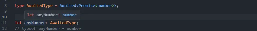 Awaited utility type example shown in the TypeScript editor